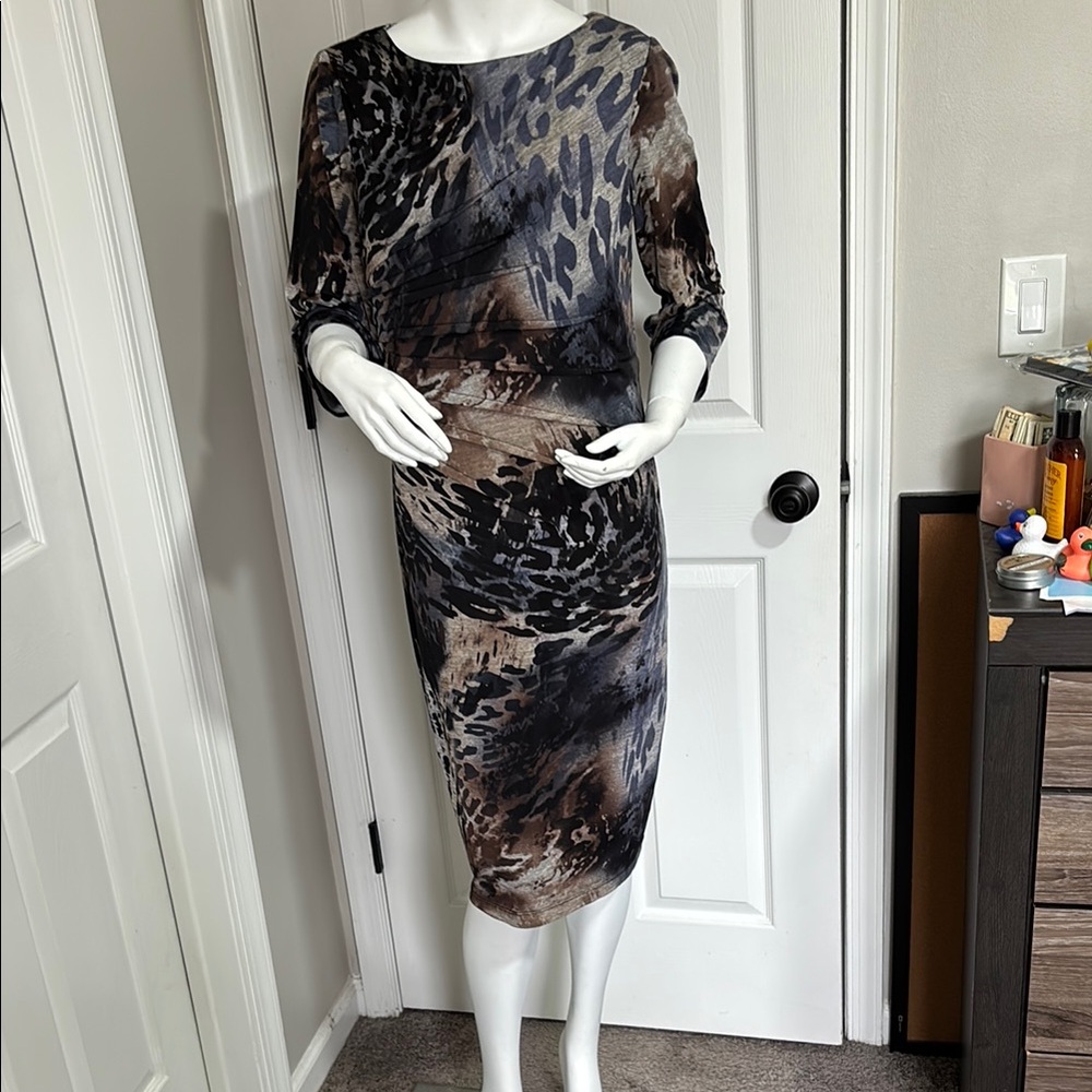 Elegant Animal Print Midi Dress